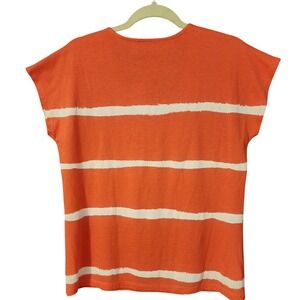 Chico's Womens Top Orange Flashback Stripe Gwen SS‎ Scoop Neck Size 1